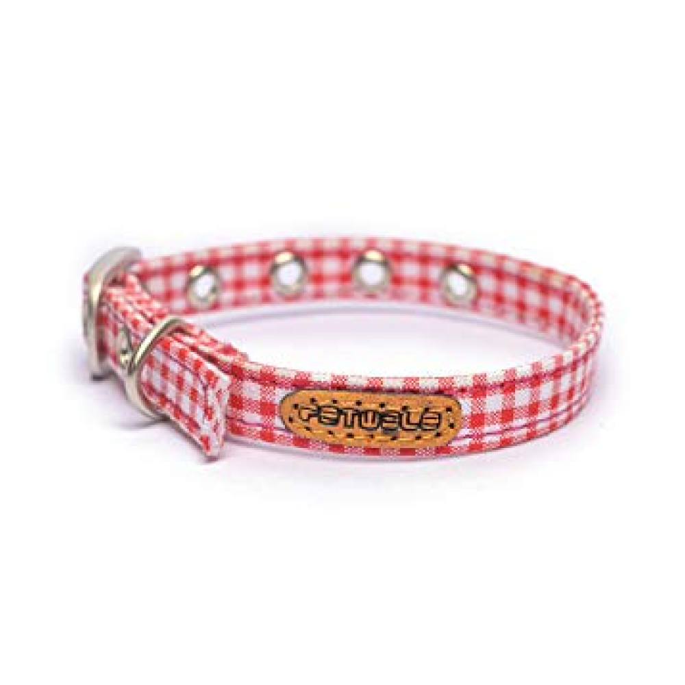 PetWale Collar for Cats (Red and White Checks)