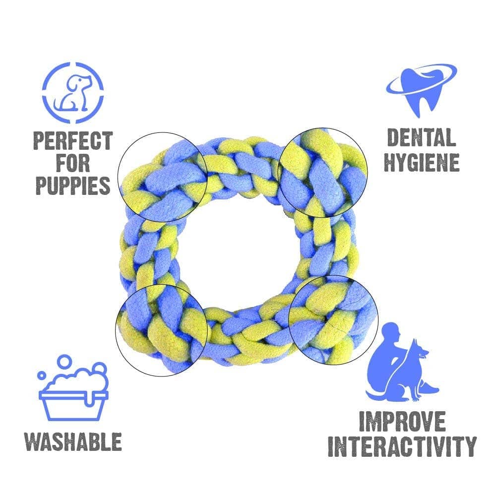 Dogitos Knotted Cotton Ring Shaped Rope Toy for Dogs (Assorted)