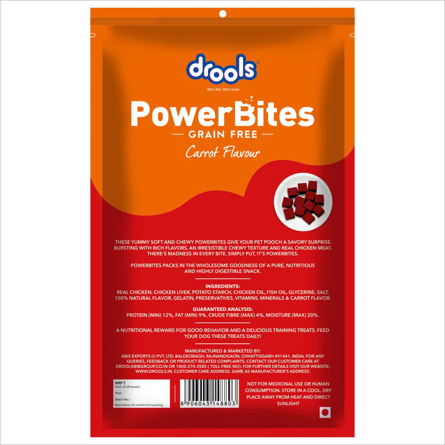 Drools Power Bites Carrot Flavour Dog Treats