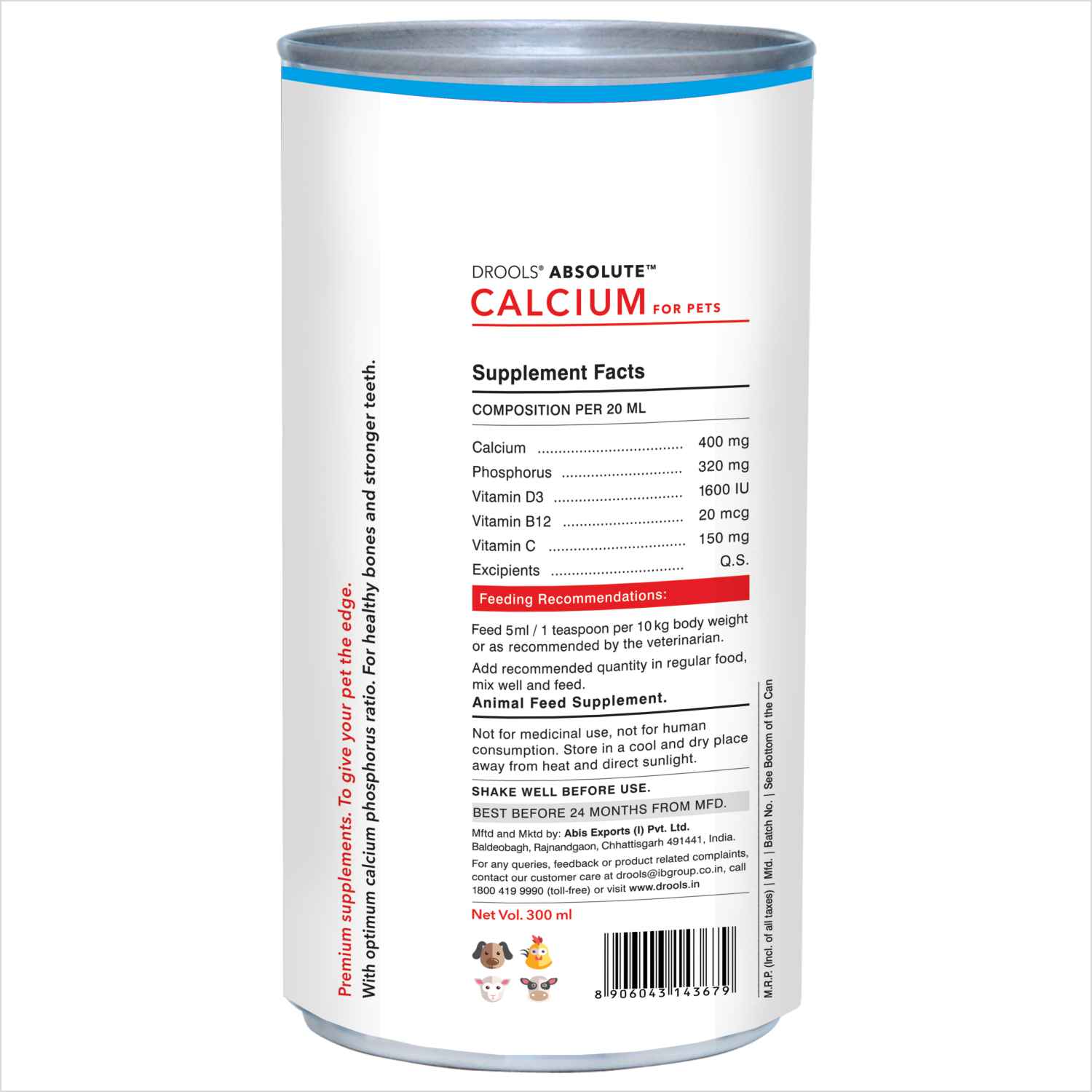 Drools Absolute Calcium Oil Syrup Supplement for Pets