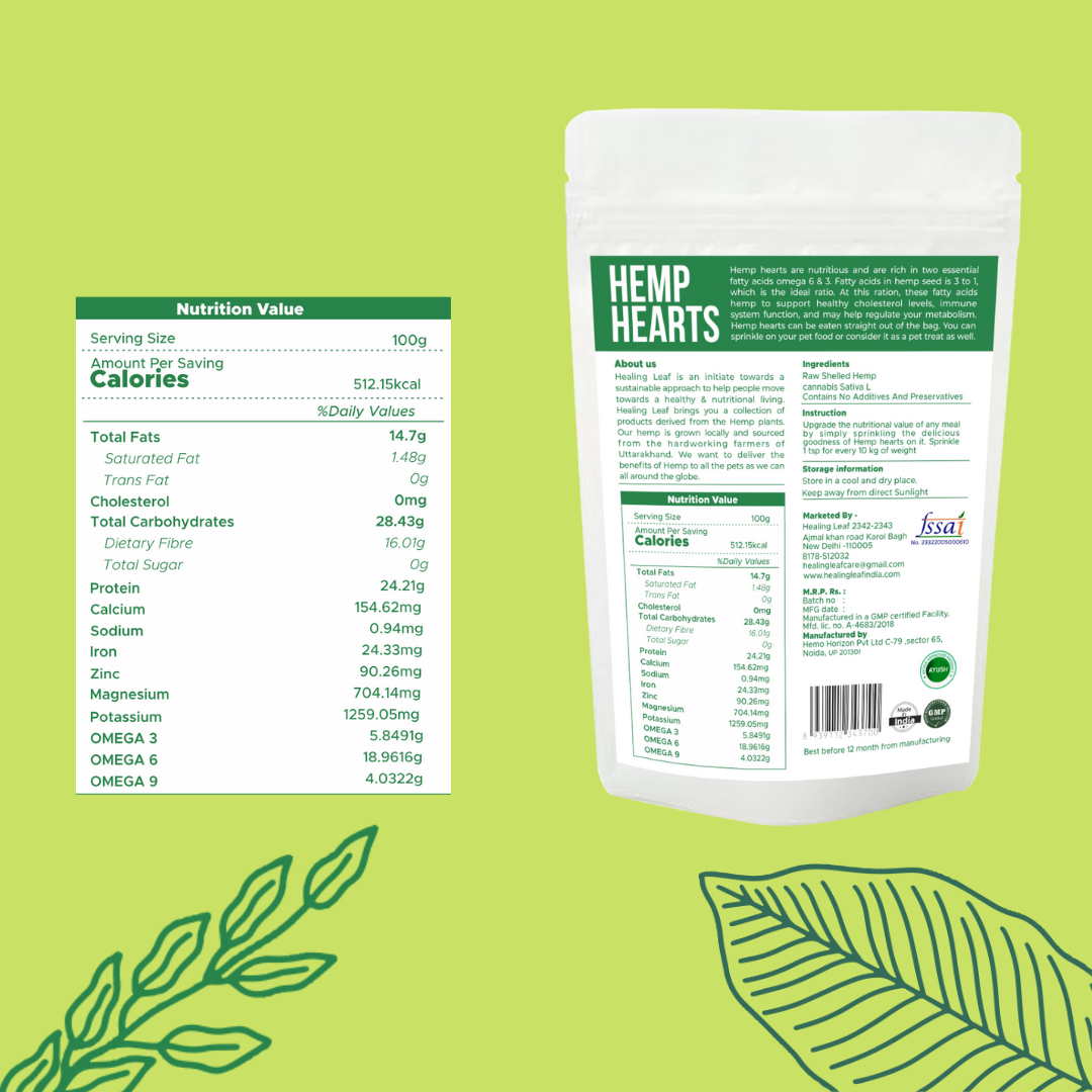 Healing Leaf Hemp Hearts - 100g + Hemp Oil - 90ml for Pets
