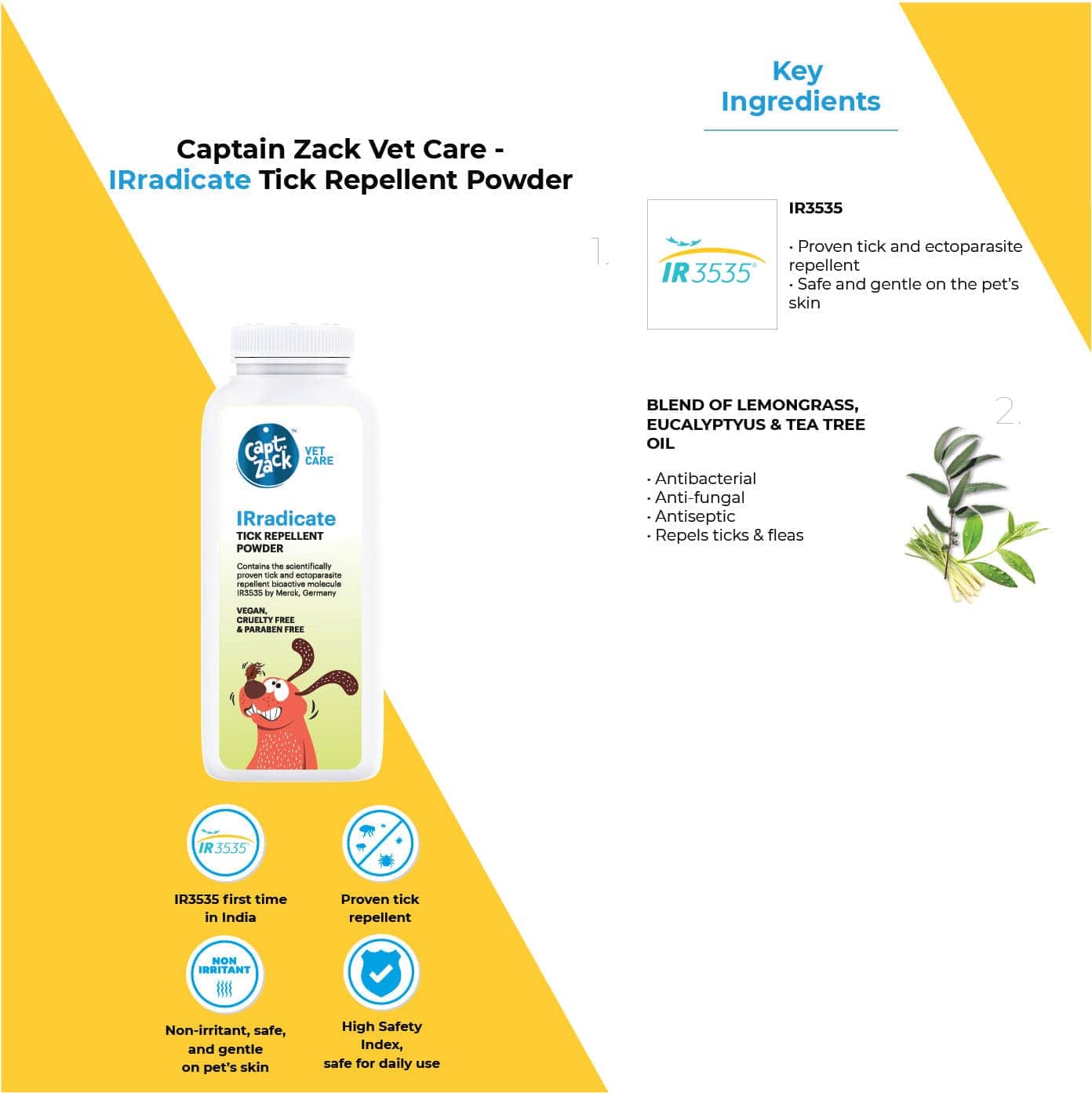 Captain Zack IRradicate Tick Repellent Powder for Dogs