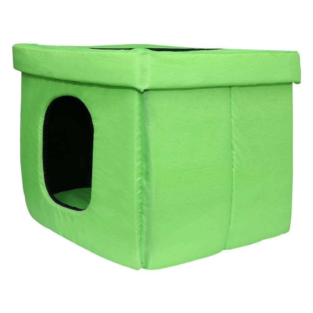 Hiputee Premium Square Box Shape Waterproof Hut for Pets (Green-Black)