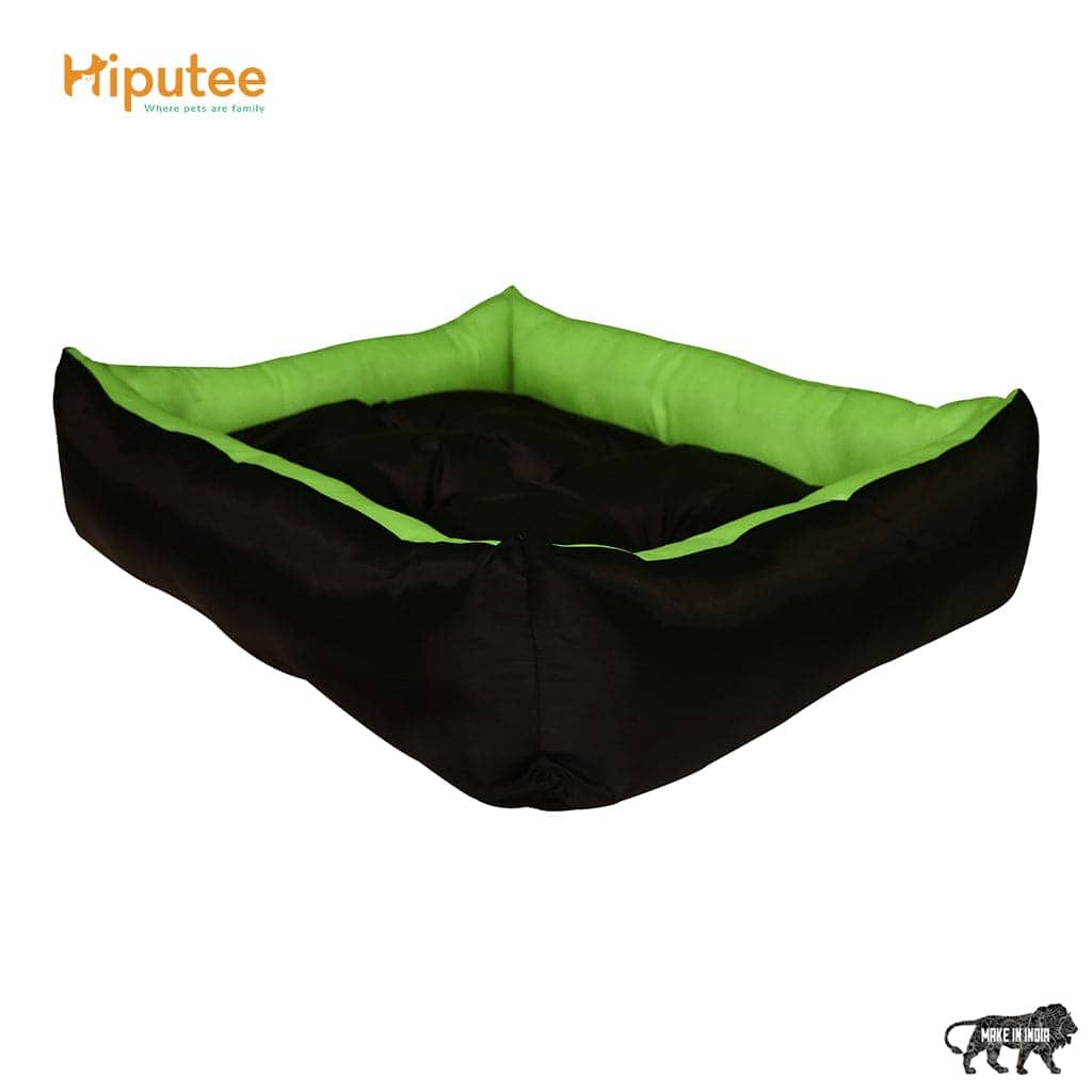 Hiputee Premium Waterproof Reversible Washable Bed for Pets (Green-Black)