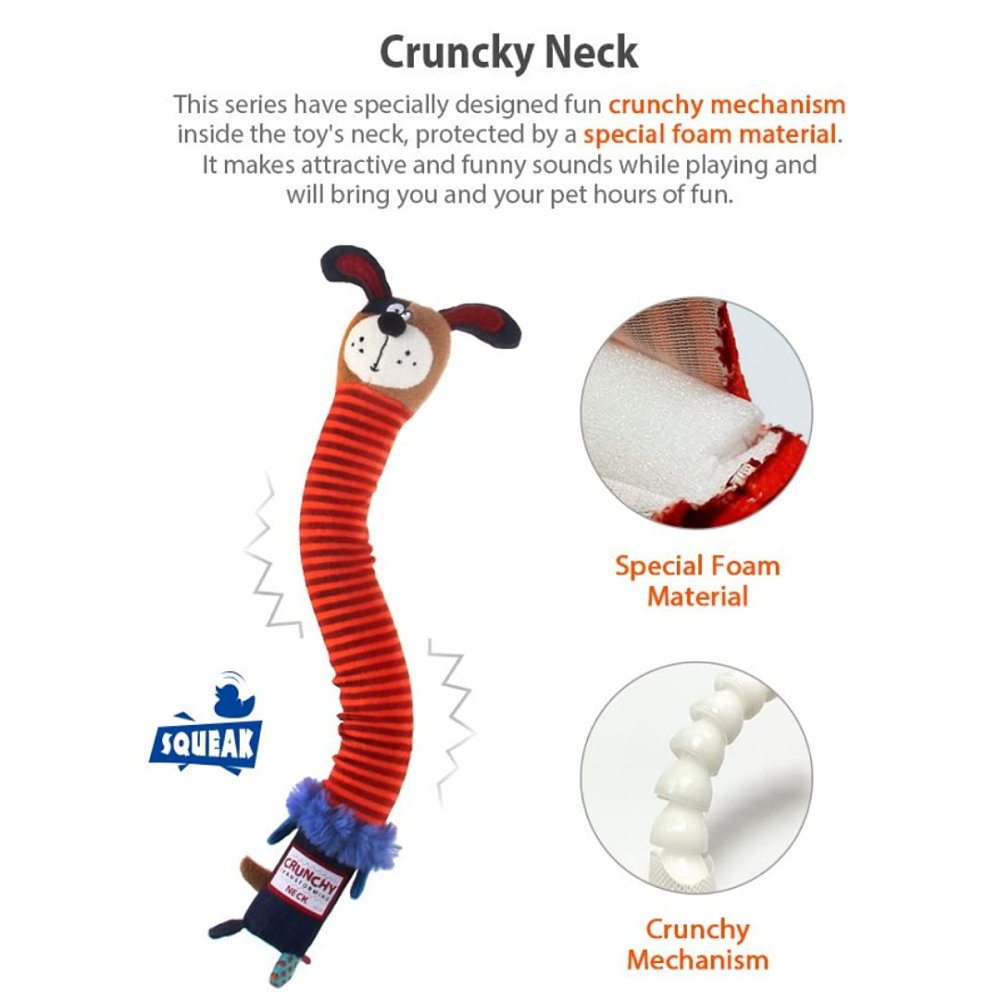 GiGwi Crunchy Neck Dog Plush Friendz with Bone & Squeaker Toy for Dogs