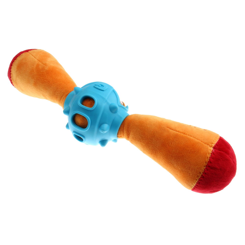 GiGwi Gladiator with Squeaker Inside & Plush/TPR Toy for Dogs (Yellow)
