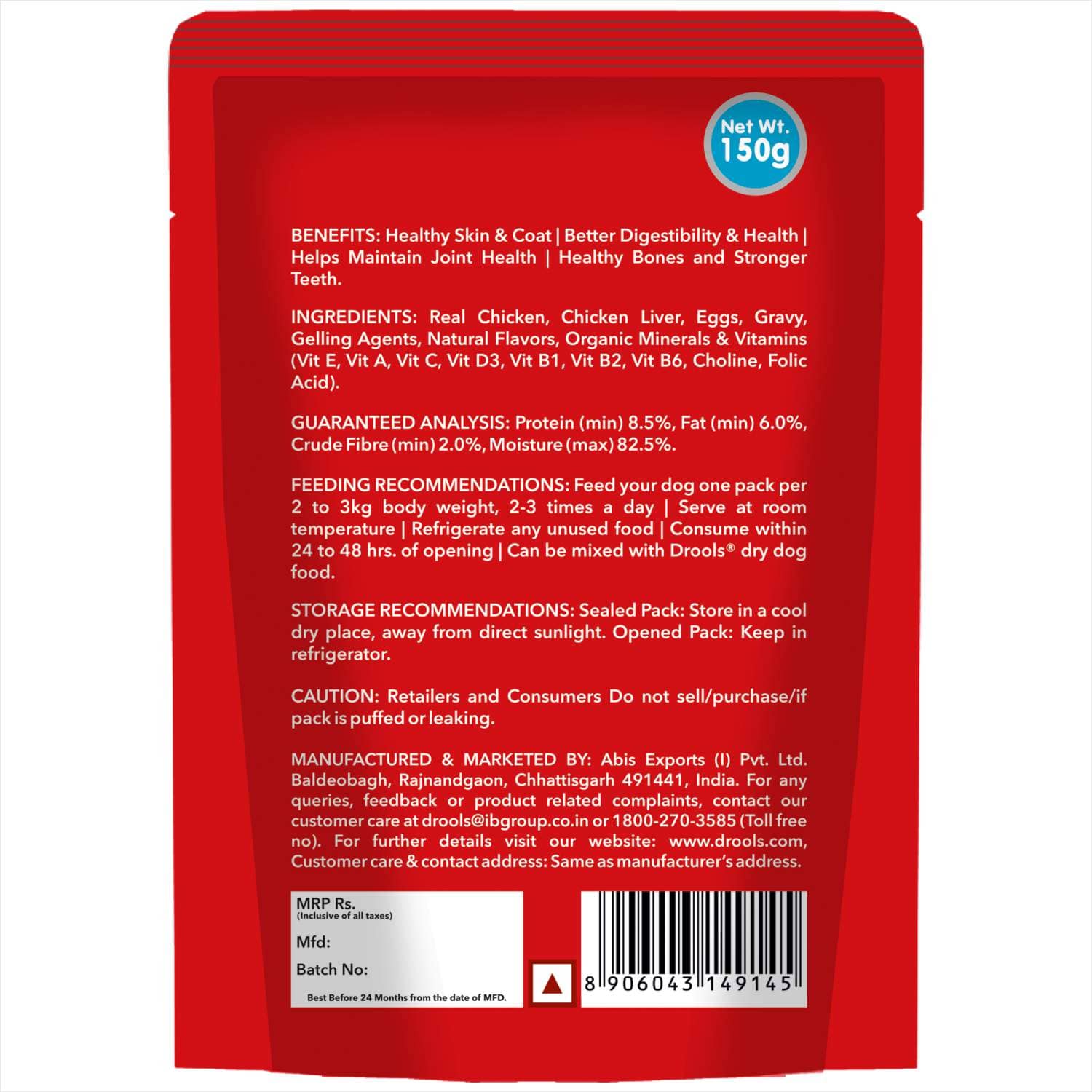 Drools Real Chicken & Chicken Liver Chunks in Gravy Adult Dog Wet Food