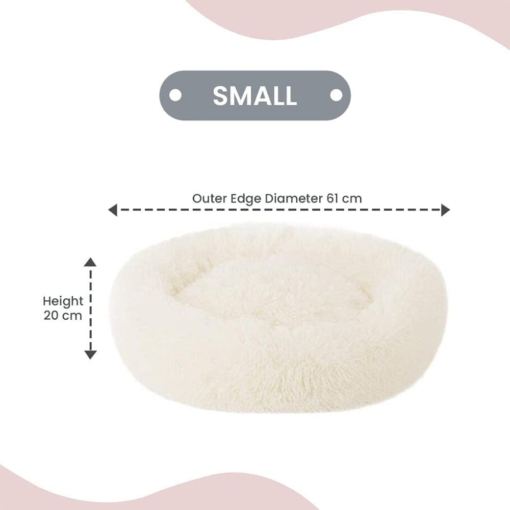 Hiputee Luxurious Elegant Reversible Round Bed for Pets (Pearl White Faux Fur)