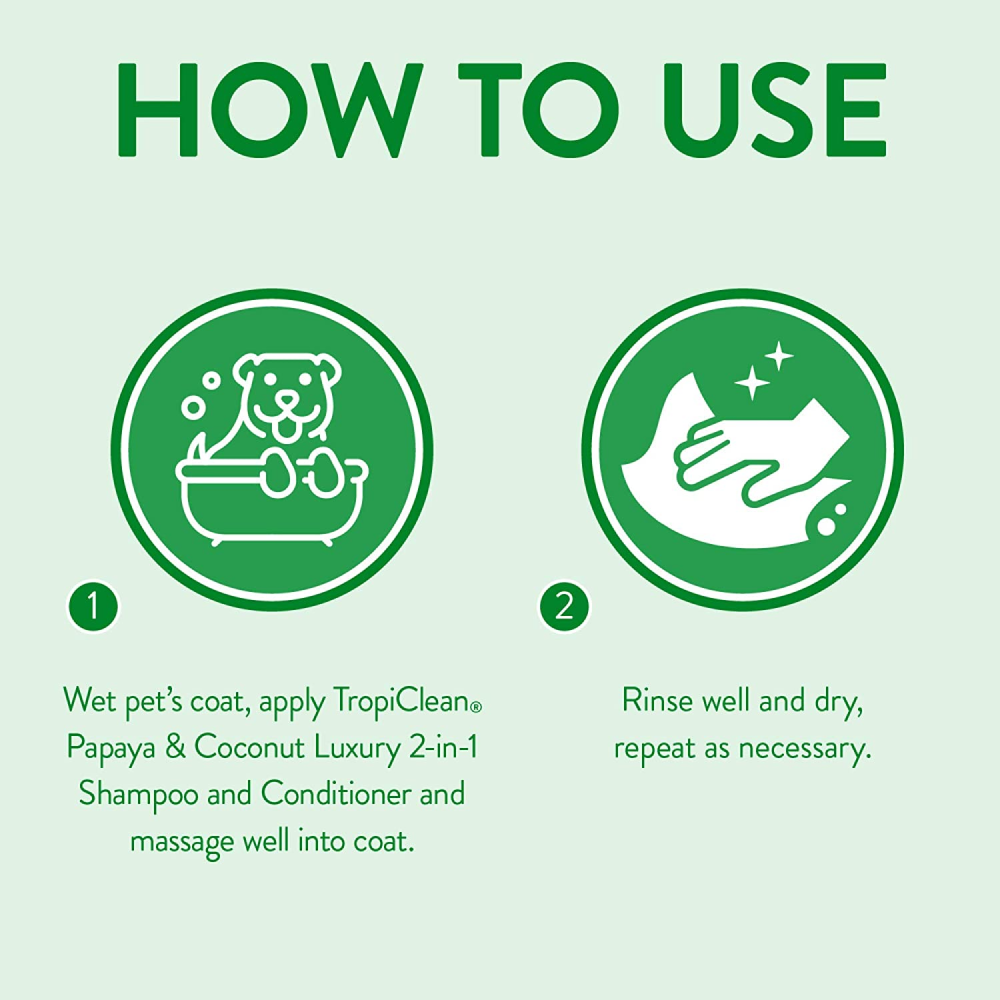 Tropiclean Papaya & Coconut 2 in 1 Shampoo & Conditioner for Pets