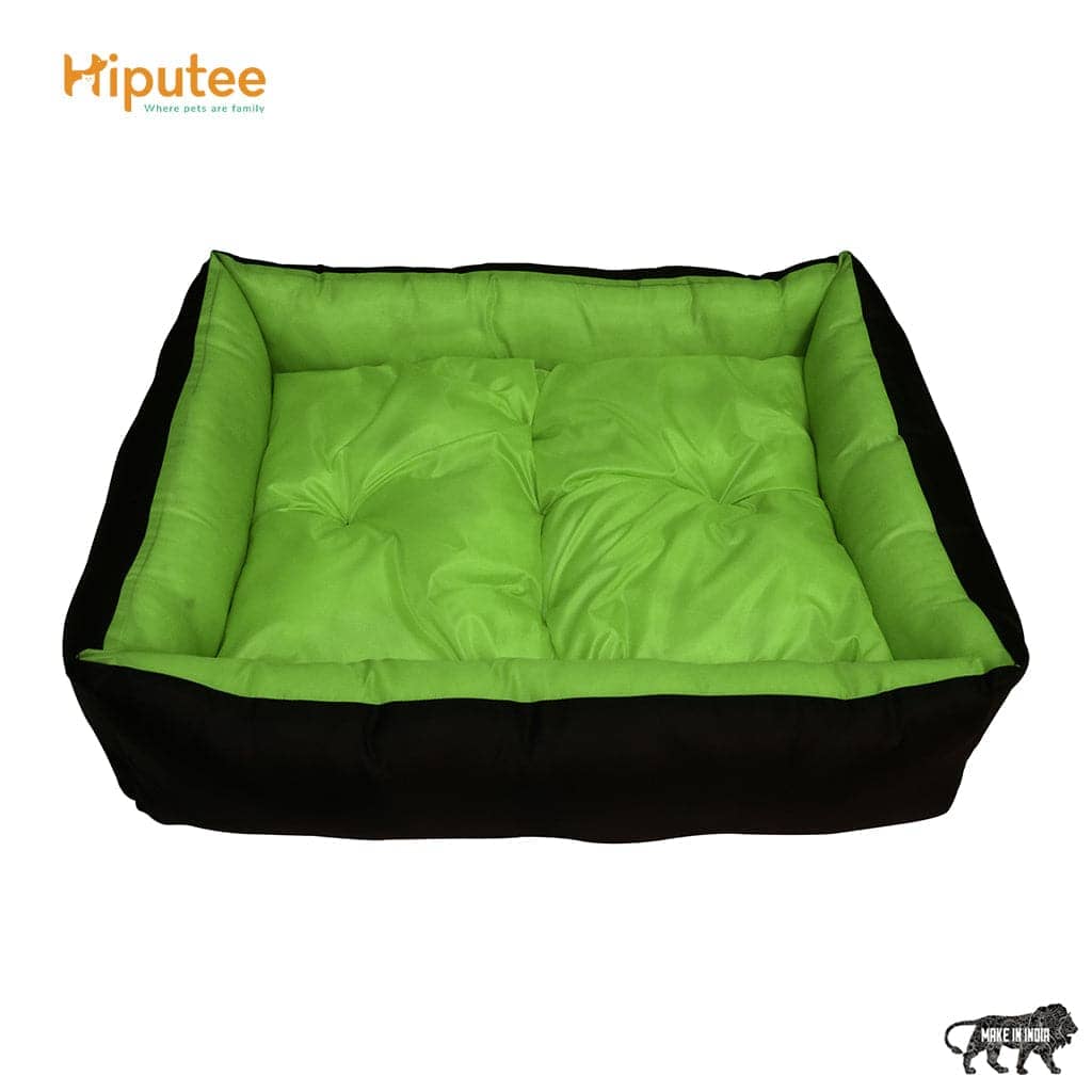 Hiputee Premium Waterproof Reversible Washable Bed for Pets (Green-Black)