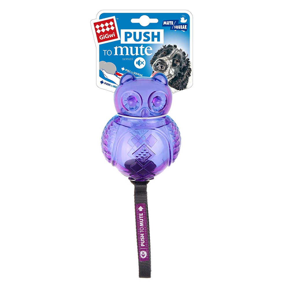 GiGwi Push To Mute Owl Chew Toy for Dogs (Purple/Blue)