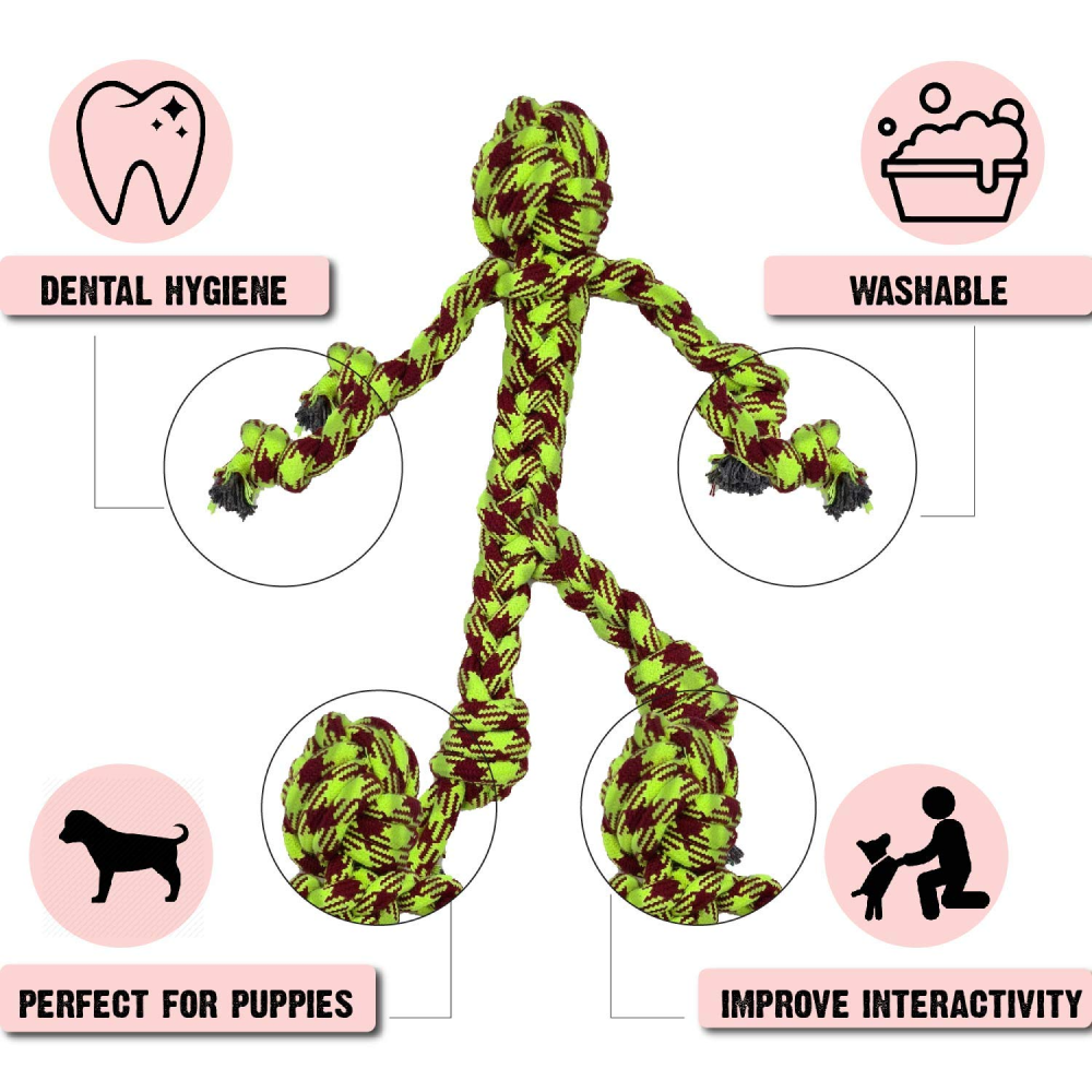 Dogitos Knotted Cotton Man Shaped Rope Toy for Dogs