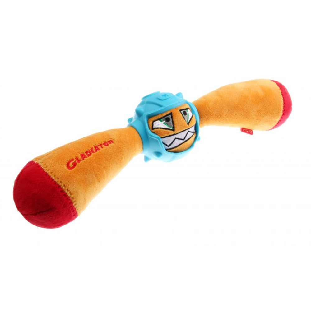 GiGwi Gladiator with Squeaker Inside & Plush/TPR Toy for Dogs (Yellow)
