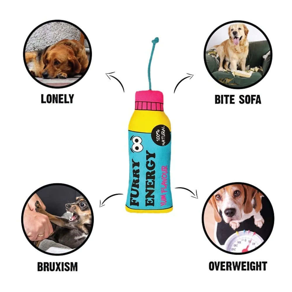 Goofy Tails Gym Series Energy Drink Plush Toy for Dogs