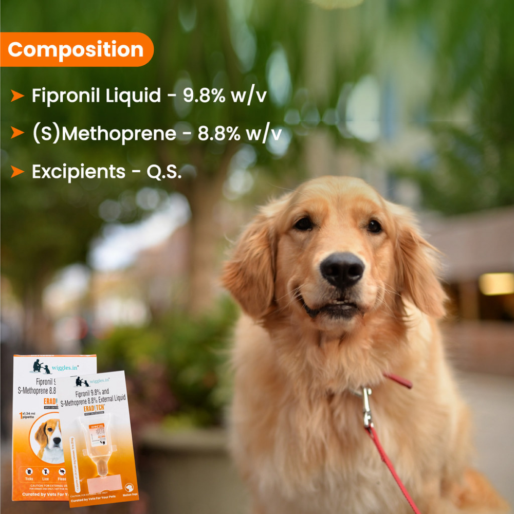 Wiggles Eraditch Spot on Fleas Ticks Remover for Dogs