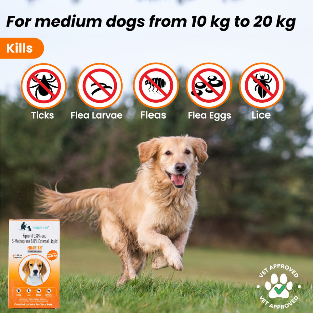 Wiggles Eraditch Spot on Fleas Ticks Remover for Dogs