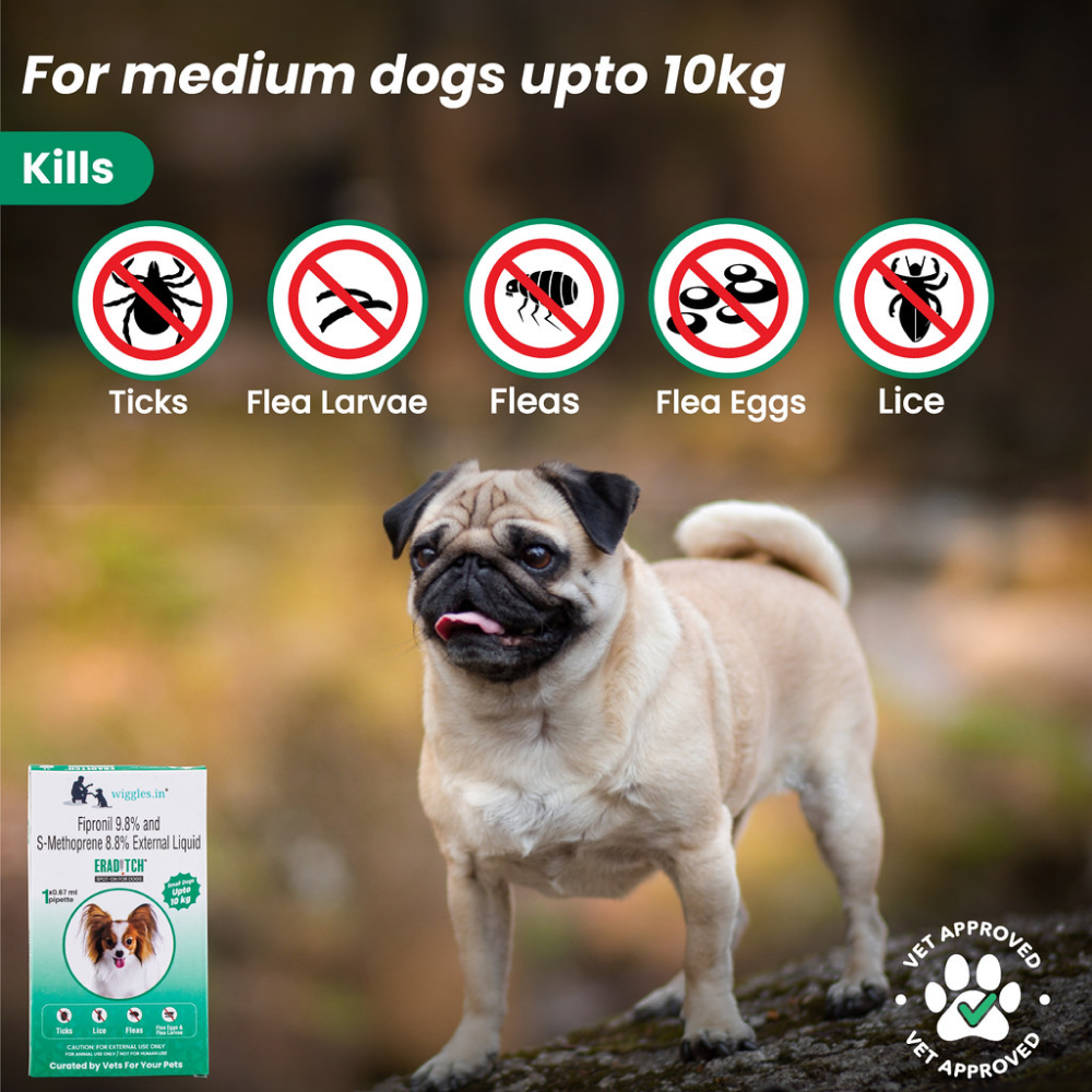 Wiggles Eraditch Spot on Fleas Ticks Remover for Dogs