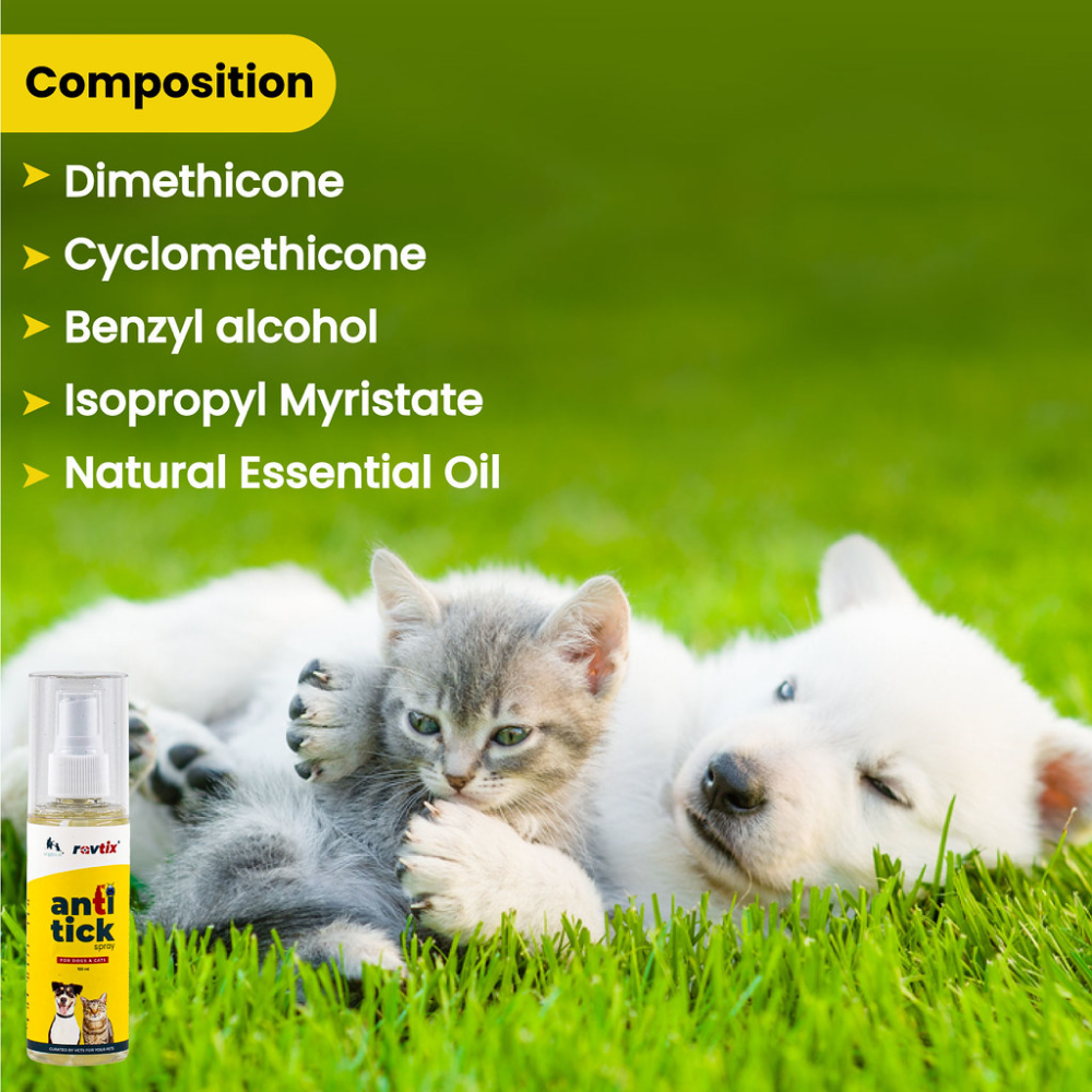 Wiggles Ravtix Anti Ticks Fleas Remover Spray for Pets