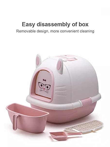 PetGains Fully Enclosed Litter Box Deodorant Anti-Stink Toilet for Cats