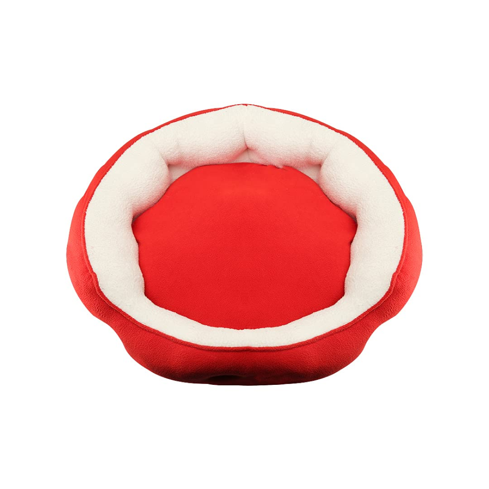 Hiputee Luxurious Paw Shape Dual Colour Bed for Pets (Red-Cream)