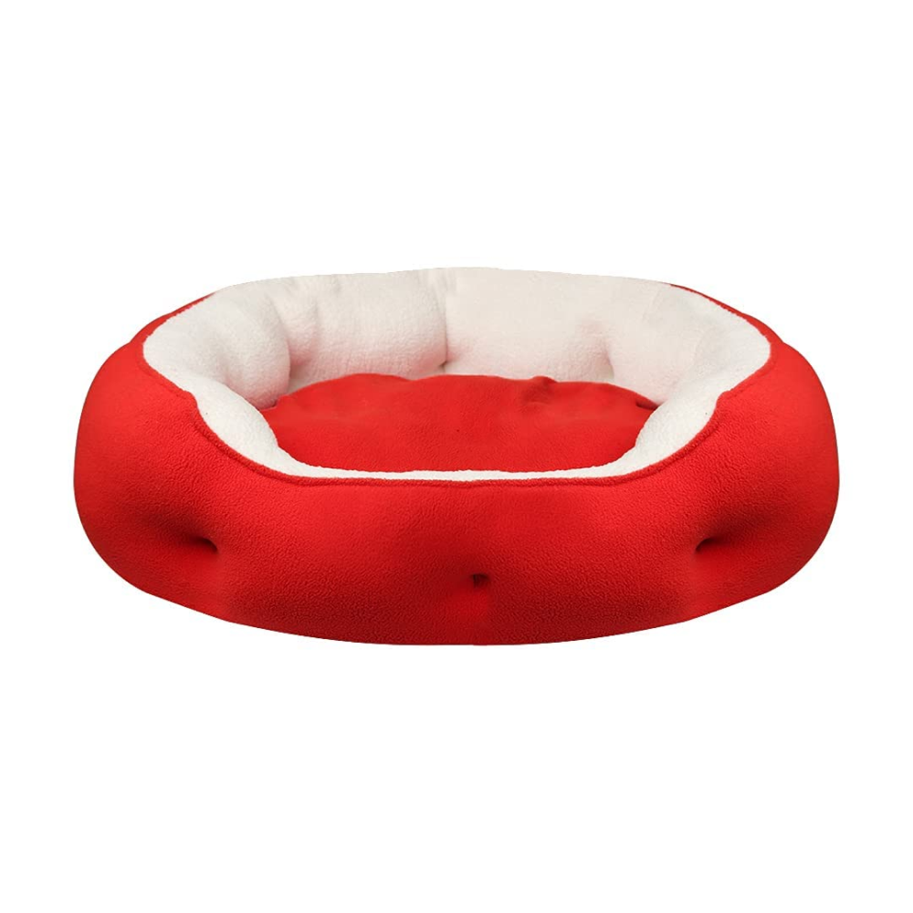 Hiputee Luxurious Paw Shape Dual Colour Bed for Pets (Red-Cream)