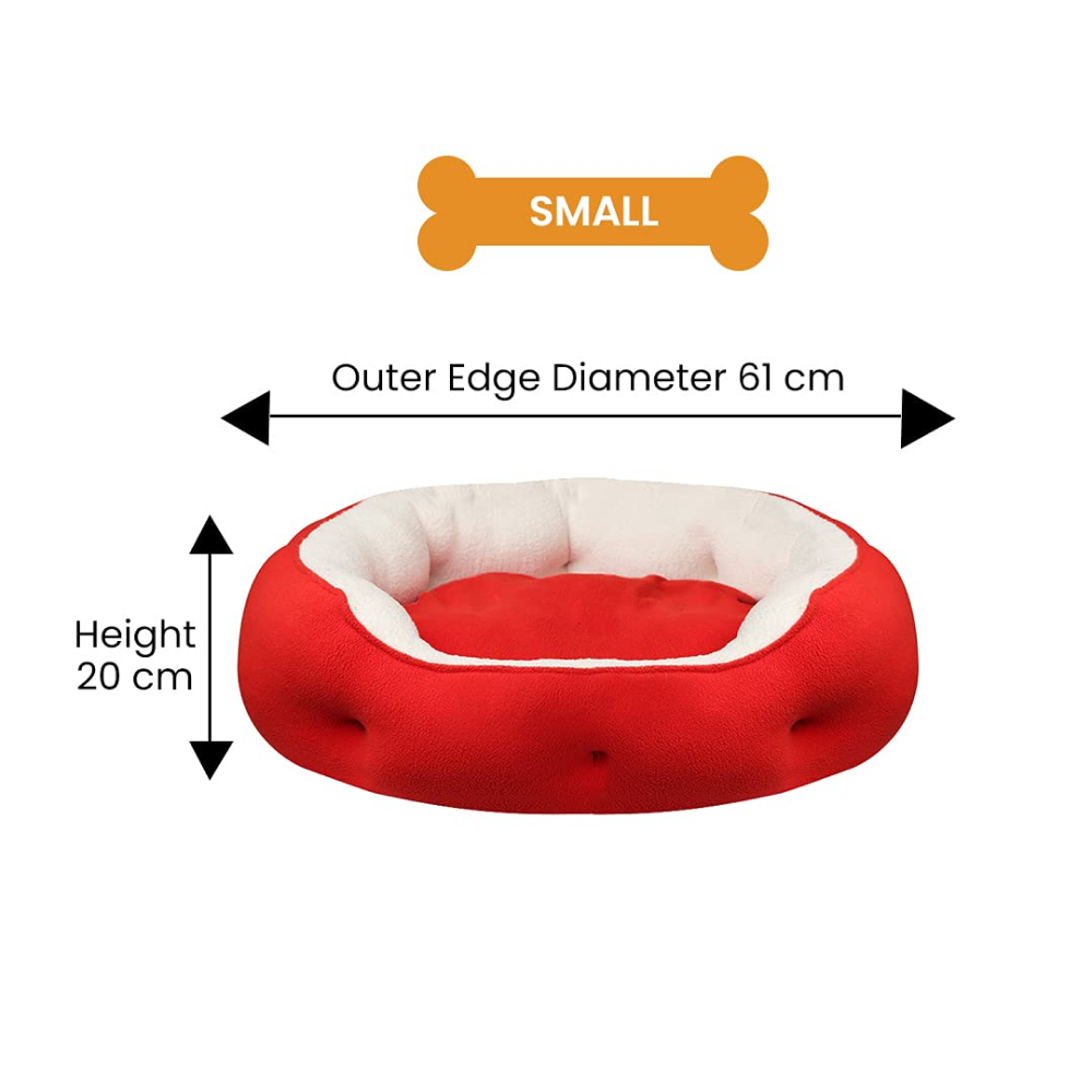 Hiputee Luxurious Paw Shape Dual Colour Bed for Pets (Red-Cream)