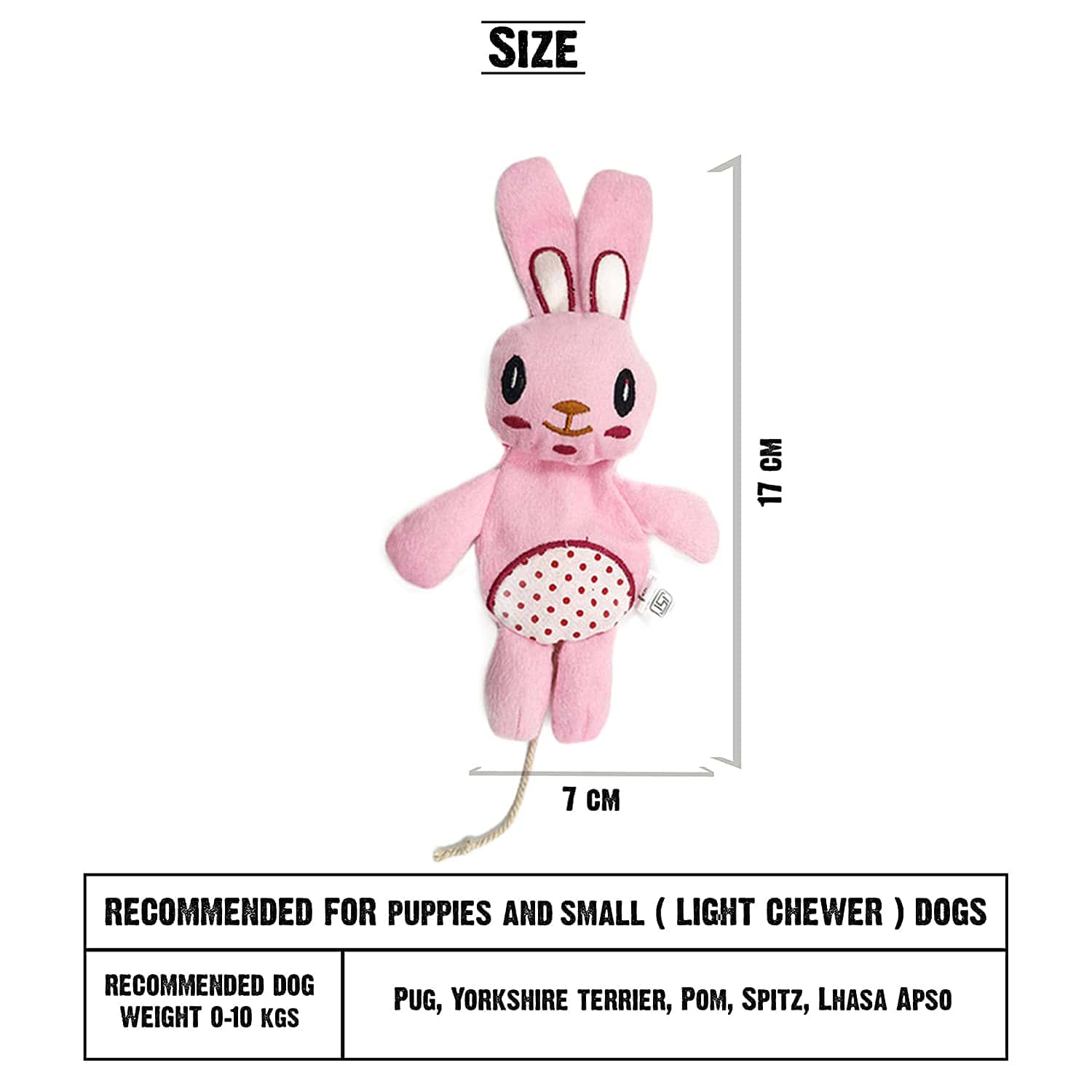 Goofy Tails Babypet Skinny Rabbit Soft Squeaky Dog Toys (Pink)