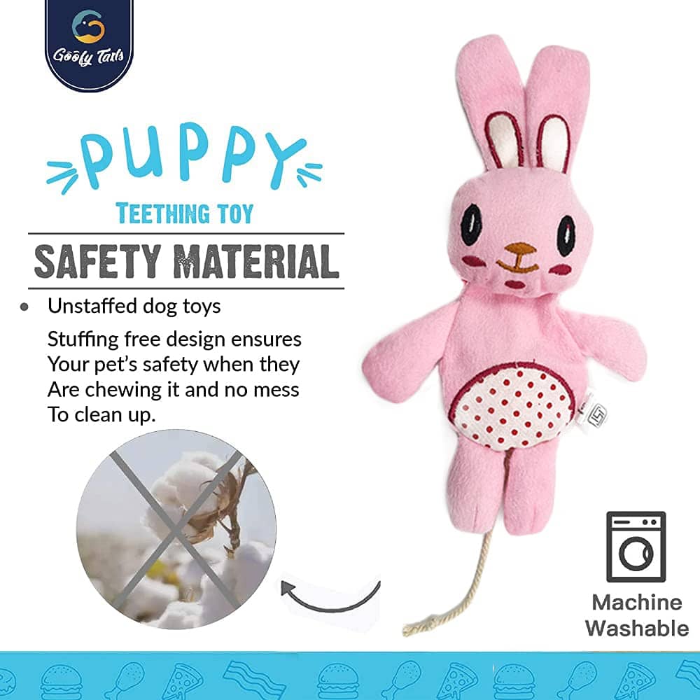 Goofy Tails Babypet Skinny Rabbit Soft Squeaky Dog Toys (Pink)