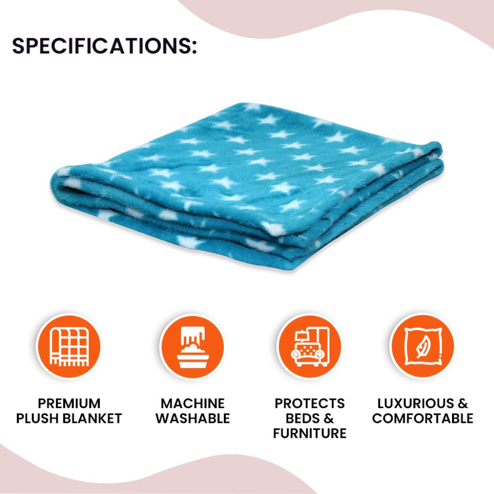 Hiputee Premium Ultra Soft Blanket for Pets (Blue Star)