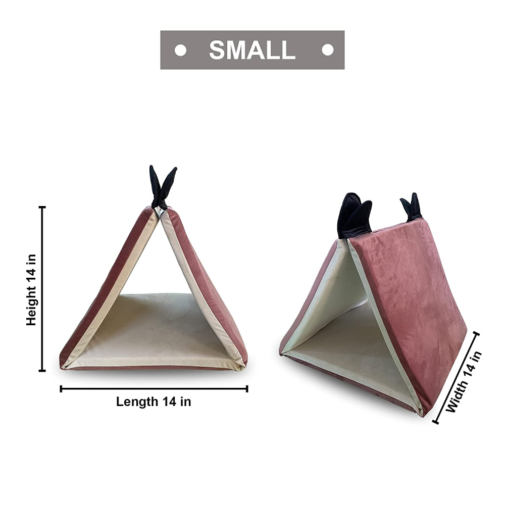 Hiputee Premium Holland Peach Grey 2 in 1 Triangle Hut for Pets (Peach)