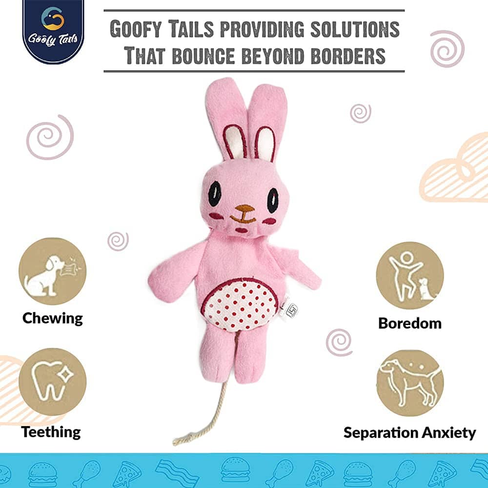 Goofy Tails Babypet Skinny Rabbit Soft Squeaky Dog Toys (Pink)