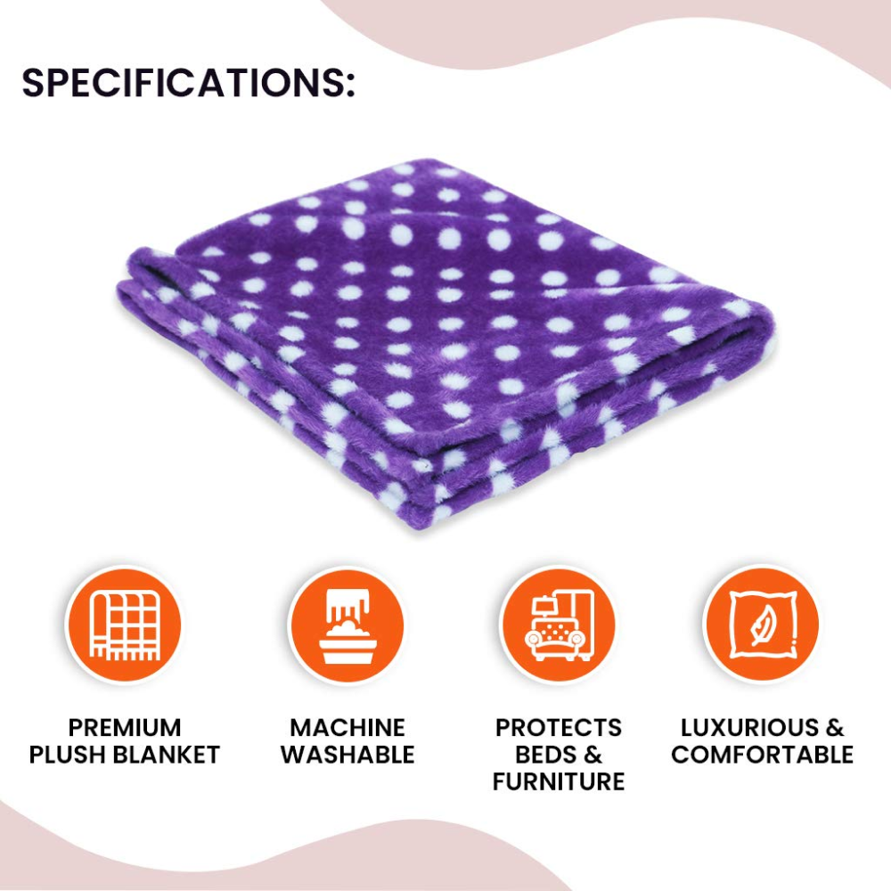Hiputee Premium Ultra Soft Blanket for Pets (Purple Dotted)