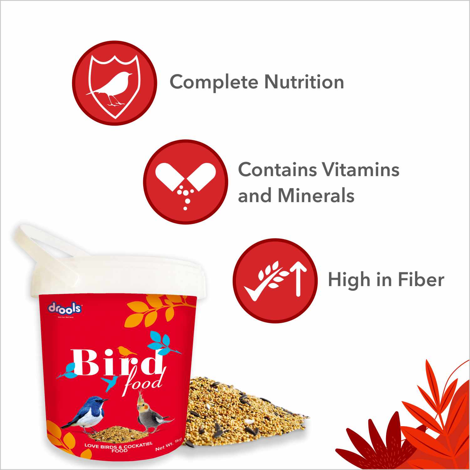 Drools Bird Food with Mixed Seeds for Love Birds and Cockatiel