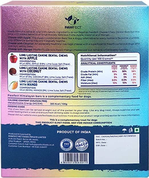 Pawfect Himalayan Cheese Chew Bars with 3 Nutritious Fruits Dog Treats