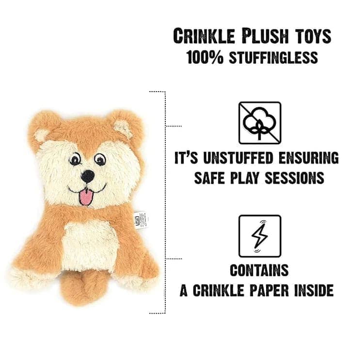 Goofy Tails Husky Unstuffed Crinkle with Squeaky Plush Toy for Dogs