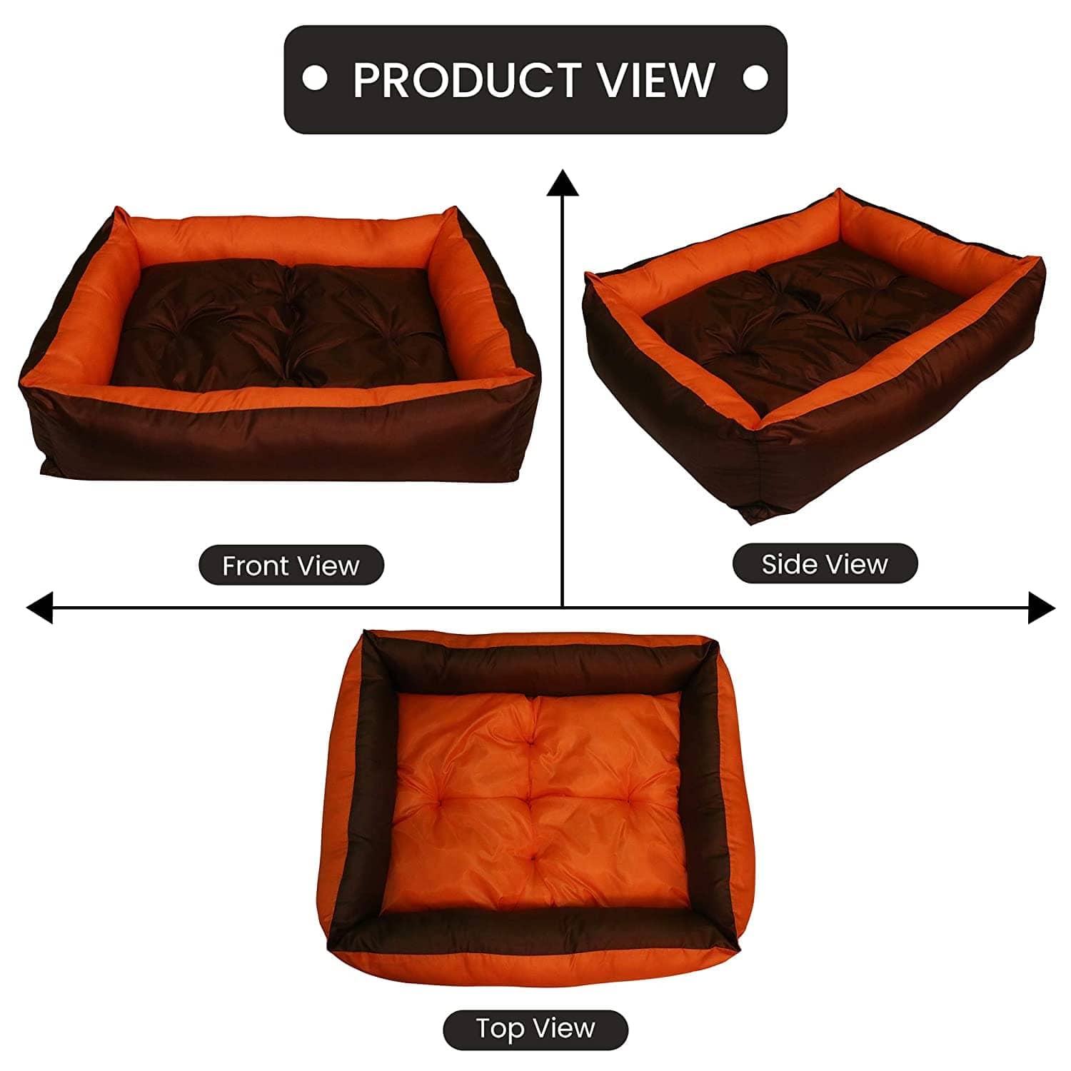 Hiputee Premium Waterproof Reversible Washable Bed for Pets (Orange-Brown)