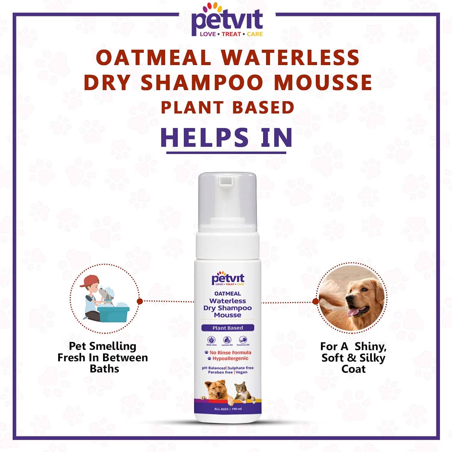 Petvit Oatmeal Waterless Shampoo for Pets