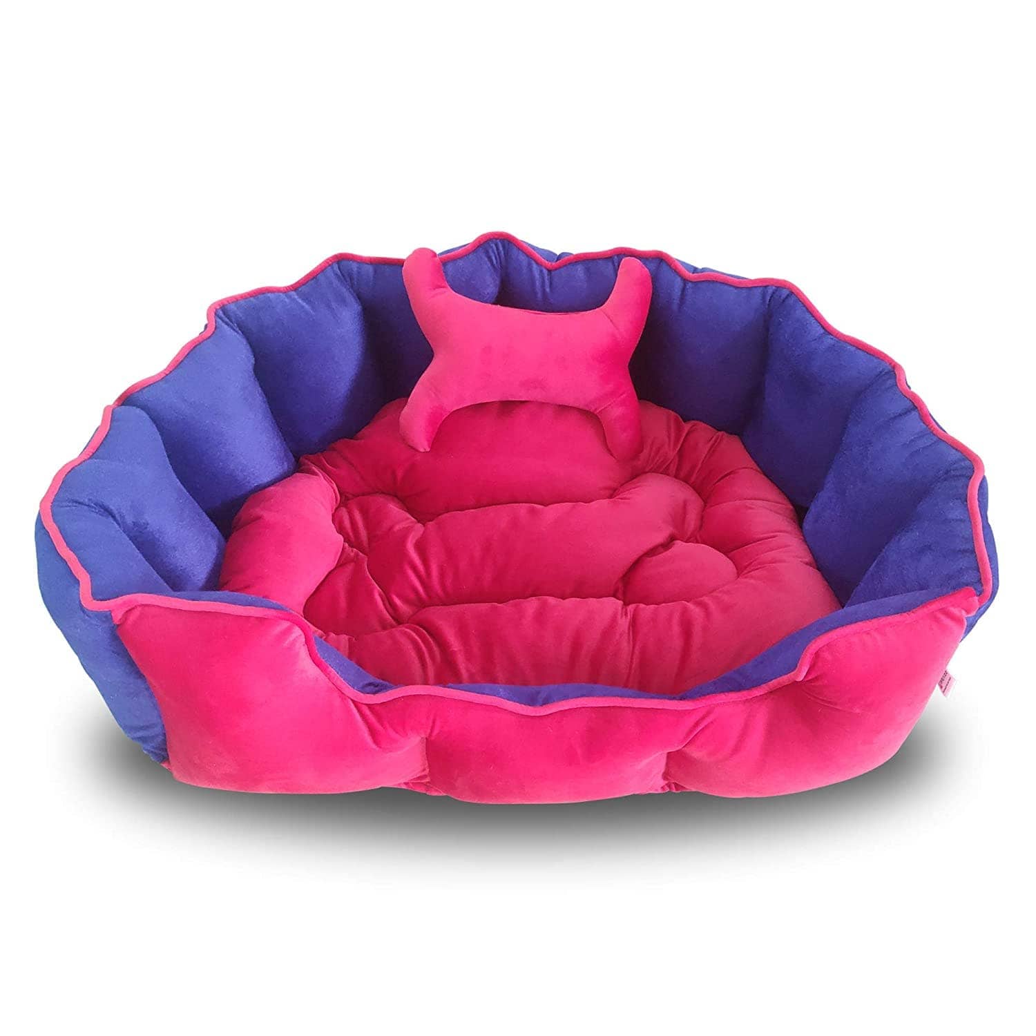 Hiputee Reversible Holland Velvet Bed for Pets (Pink Blue)