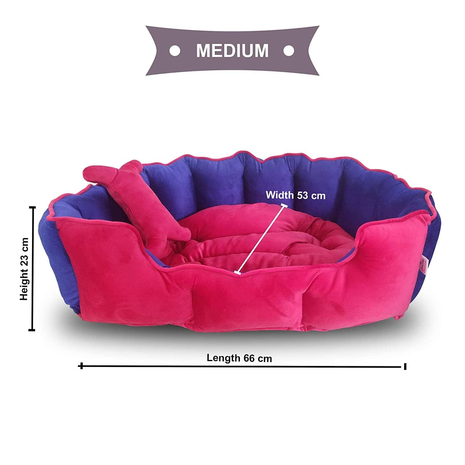 Hiputee Reversible Holland Velvet Bed for Pets (Pink Blue)