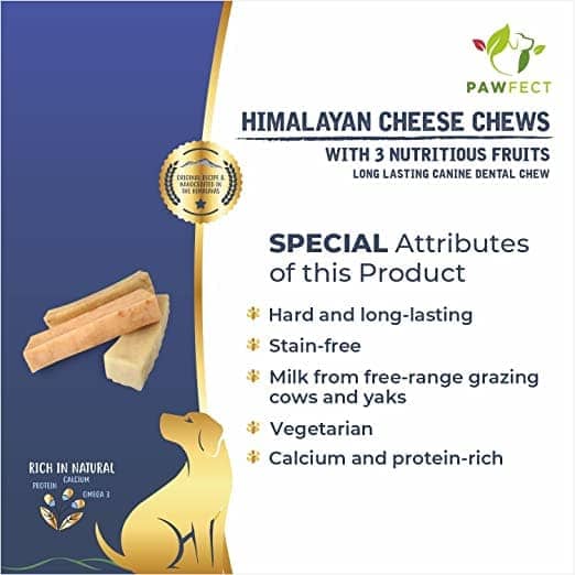 Pawfect Himalayan Cheese Chew Bars with 3 Nutritious Fruits Dog Treats