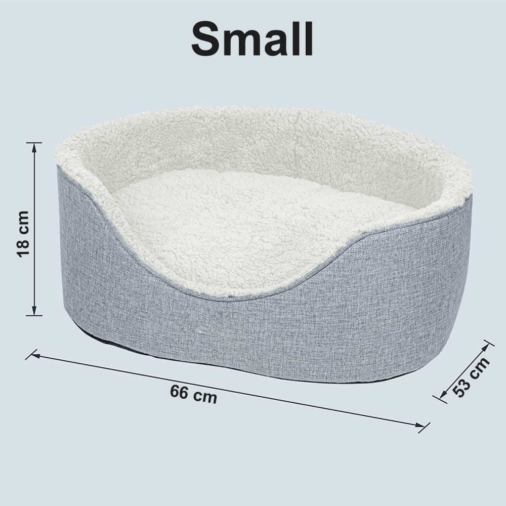 Hiputee Luxurious Soft Fur Jute Fabric Bed for Pets (Light Grey White)