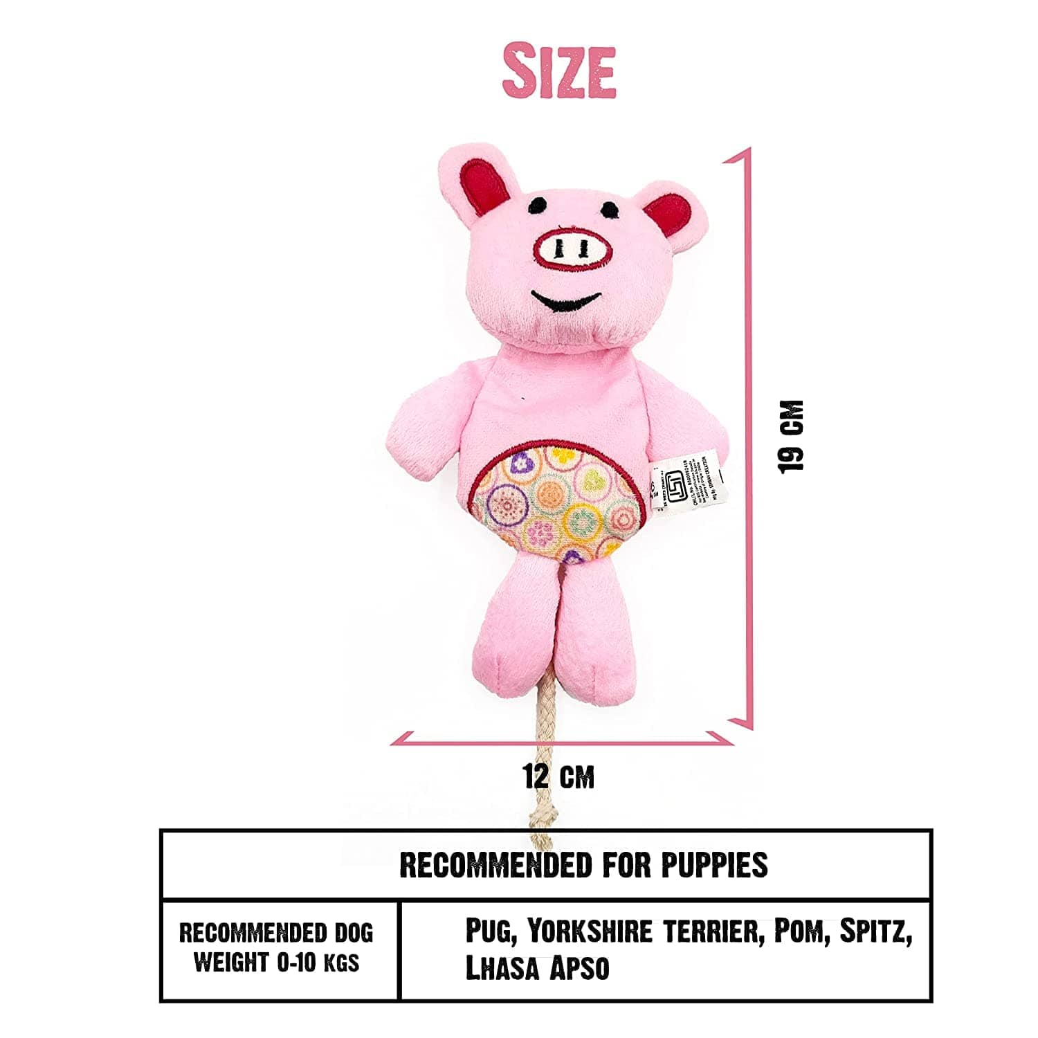 Goofy Tails Babypet Skinny Pig Soft Squeaky Dog Toys (Pink)