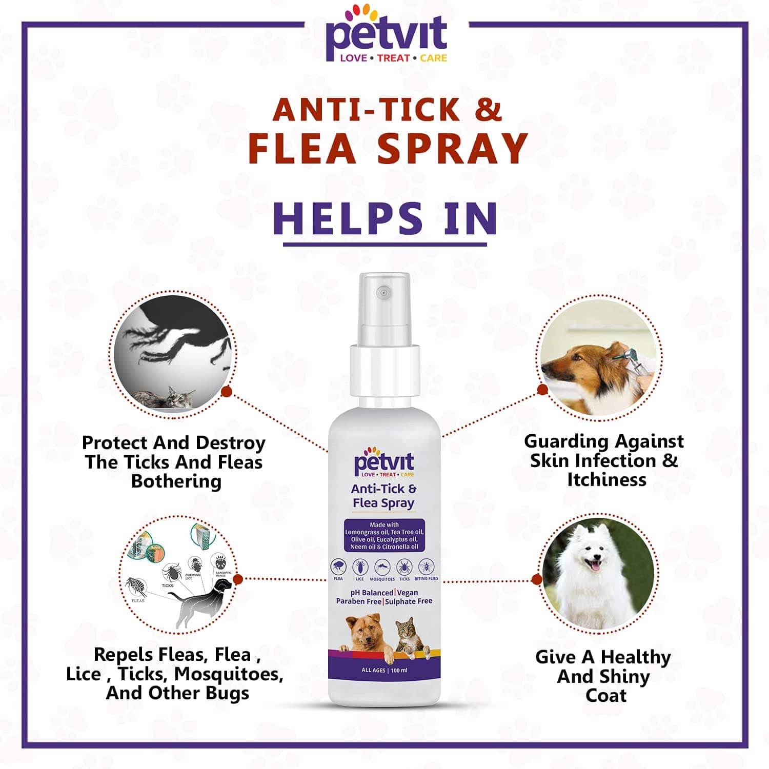 Petvit Tick Repellent Oil Spray for Pets (Buy 1 Get 1 Free)