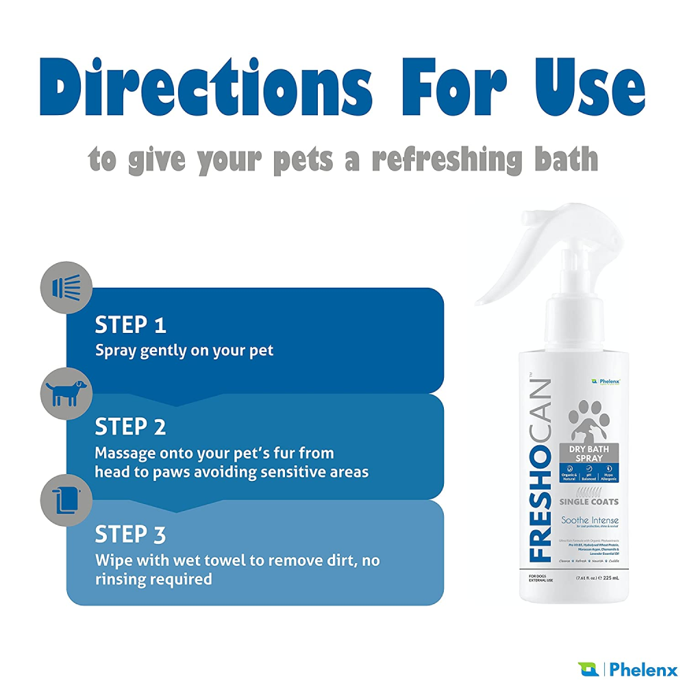 Phelenx Freshocan Single Coat Dry Bath Spray for dogs
