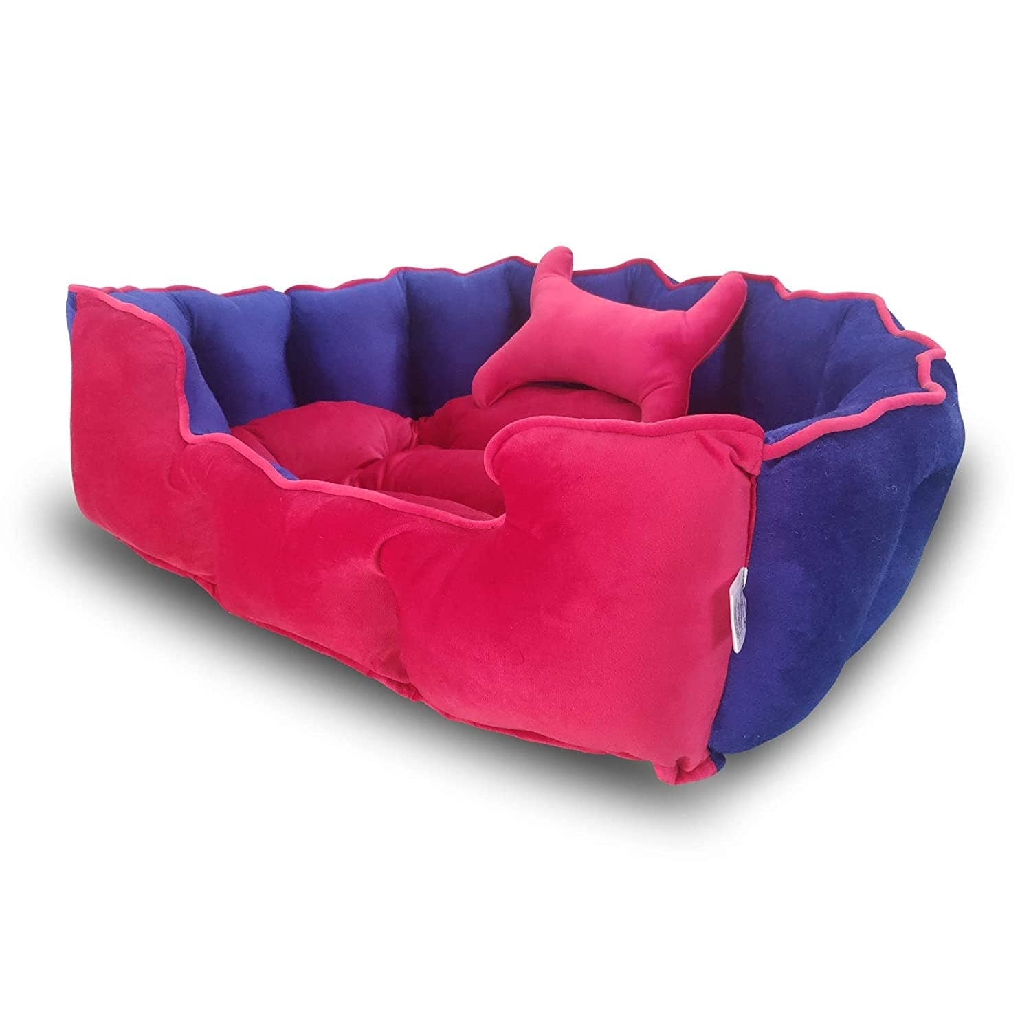 Hiputee Reversible Holland Velvet Bed for Pets (Pink Blue)