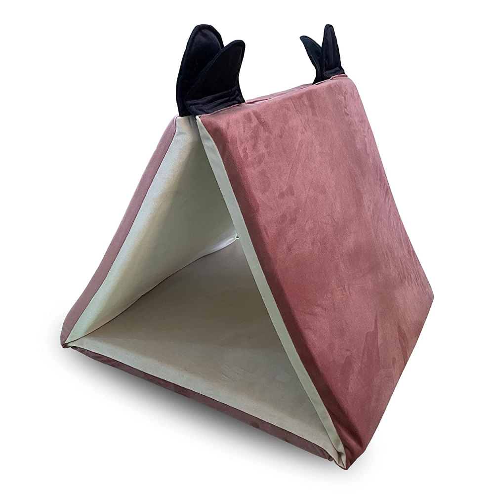 Hiputee Premium Holland Peach Grey 2 in 1 Triangle Hut for Pets (Peach)