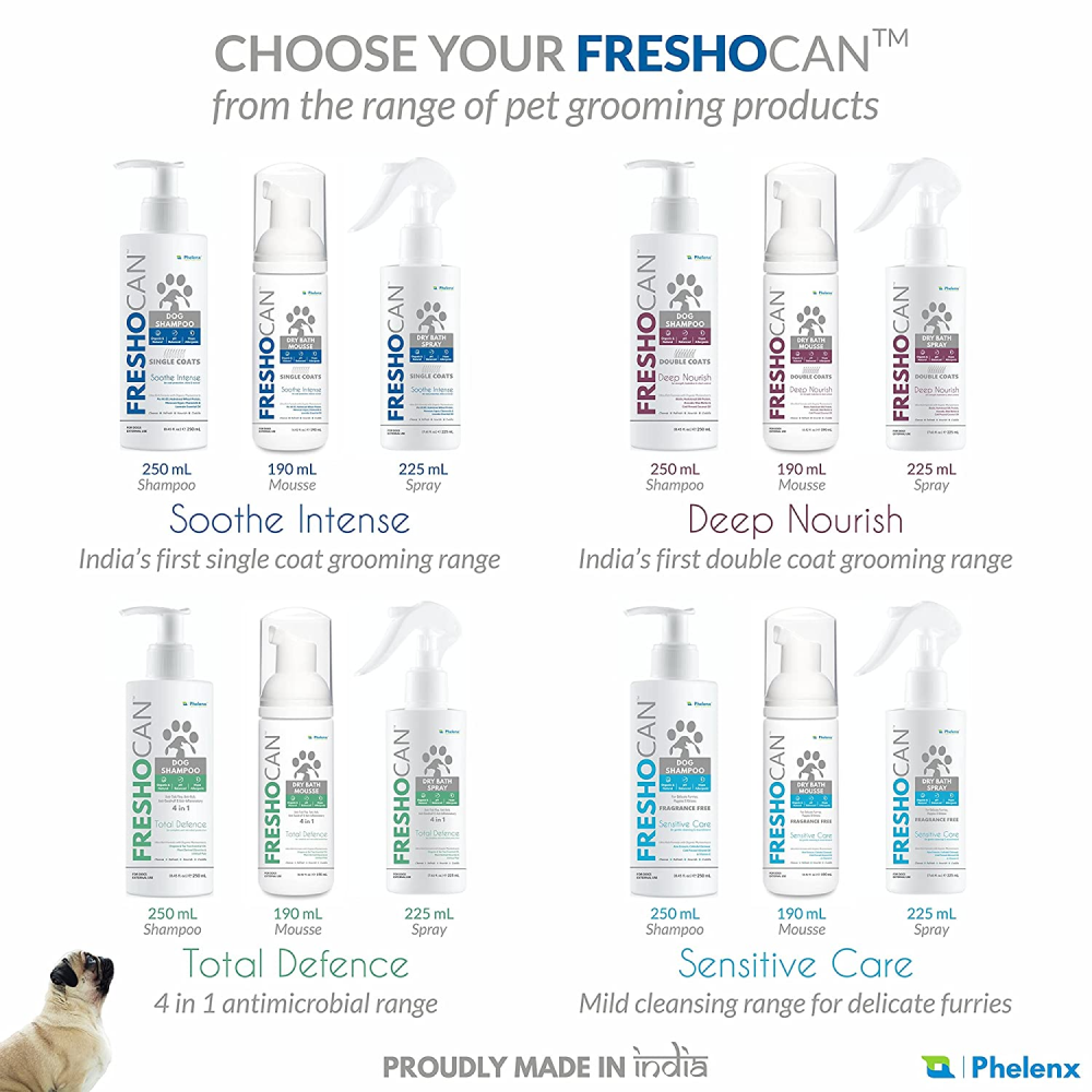Phelenx Freshocan 4 in 1 Dry Bath Spray for Dogs