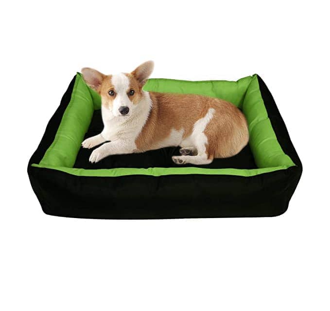 Hiputee Premium Waterproof Reversible Washable Bed for Pets (Green-Black)