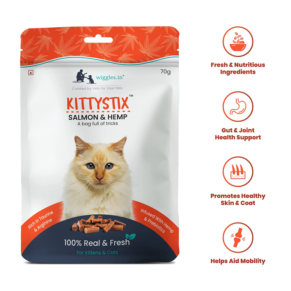Wiggles Kittystix  Salmon & Hemp Cat Treats
