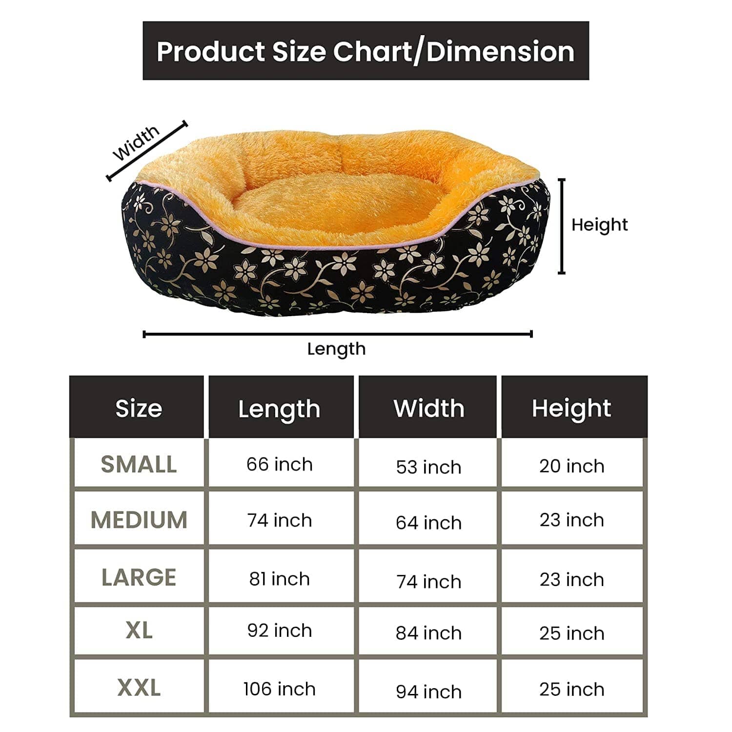 Hiputee Elegant Luxurious Durable Flock Velvet Faux Fur Bed for Pets (Black-Golden)